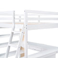 Full Size Loft Bed With Ladder, Shelves, And Desk, White Old Sku:Lt000226Aak White Solid Wood Mdf