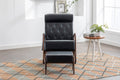 Coolmore Rocking Chair With Ottoman, Mid Century Modern Upholstered Fabric Rocking Armchair, Rocking Chair Nursery With Thick Padded Cushion, High Backrest Accent Glider Rocker Chair For Living Room Black Pu Solid Wood