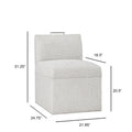 Della Modern Upholstered Castered Chair In Sea Oat Beige Foam Fabric
