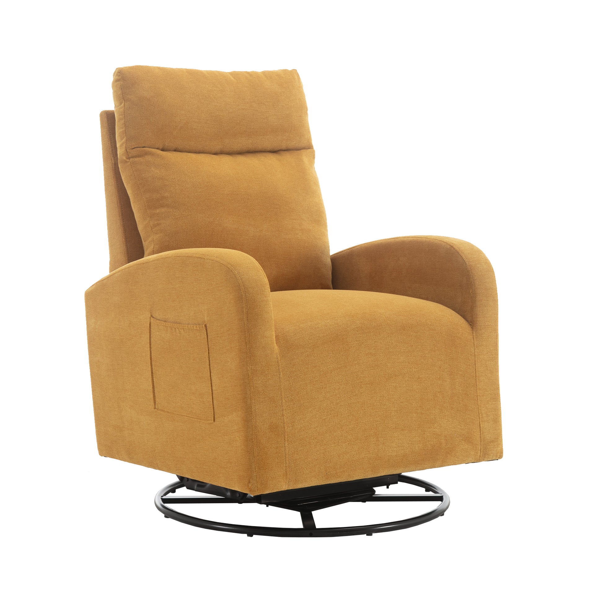 Jiada Upholstered Swivel Glider.Rocking Chair For Nursery In Yellow.Modern Style One Left Bag Yellow Metal
