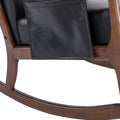 Coolmore Rocking Chair With Ottoman, Mid Century Modern Upholstered Fabric Rocking Armchair, Rocking Chair Nursery With Thick Padded Cushion, High Backrest Accent Glider Rocker Chair For Living Room Black Pu Solid Wood