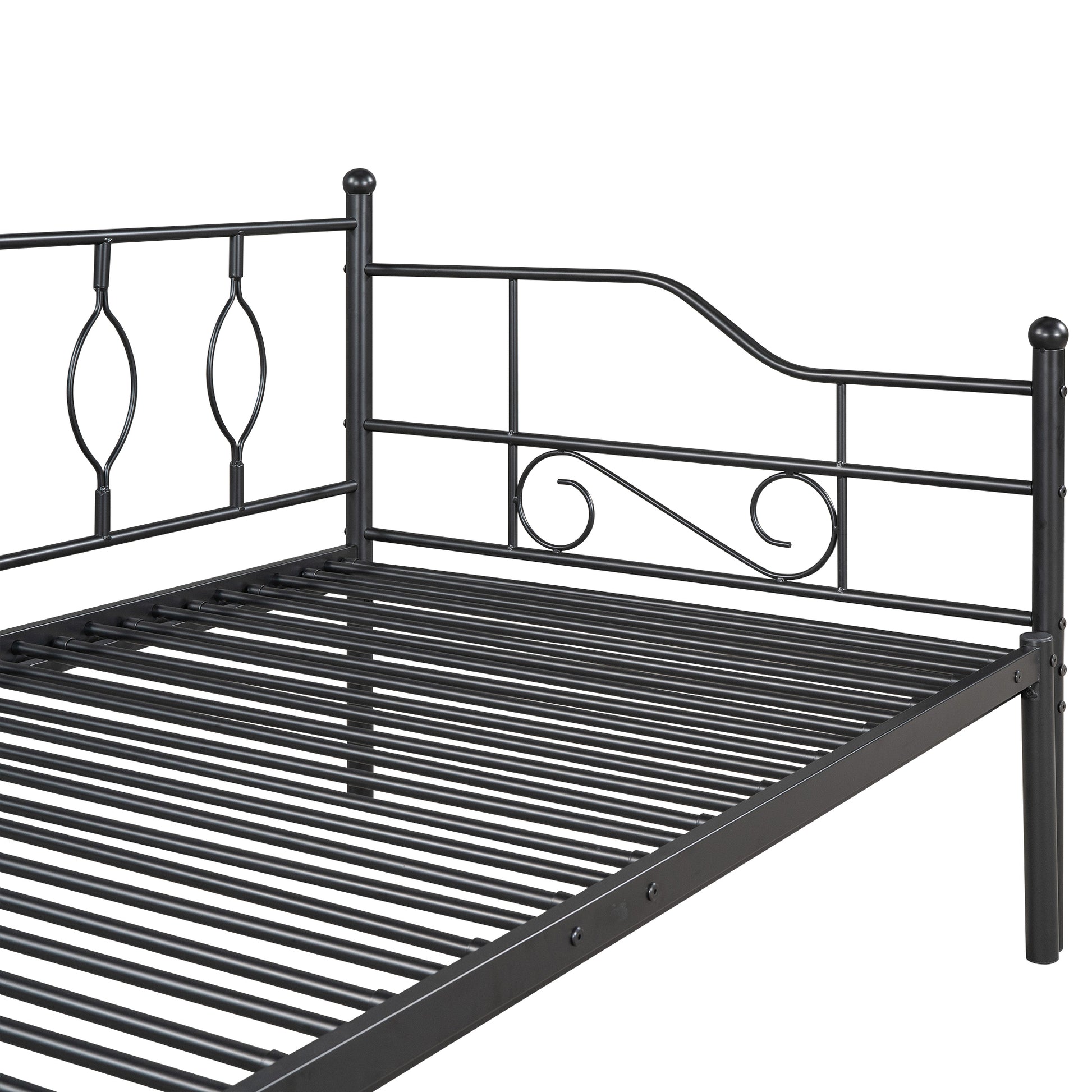 Twin Size Metal Daybed With Trundle, Daybed With Slat No Box Required Black Black Iron