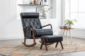 Coolmore Rocking Chair With Ottoman, Mid Century Modern Upholstered Fabric Rocking Armchair, Rocking Chair Nursery With Thick Padded Cushion, High Backrest Accent Glider Rocker Chair For Living Room Black Pu Solid Wood