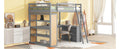 Full Size Loft Bed With Ladder, Shelves, And Desk, Gray Old Sku:Lt100226Aae Gray Solid Wood Mdf