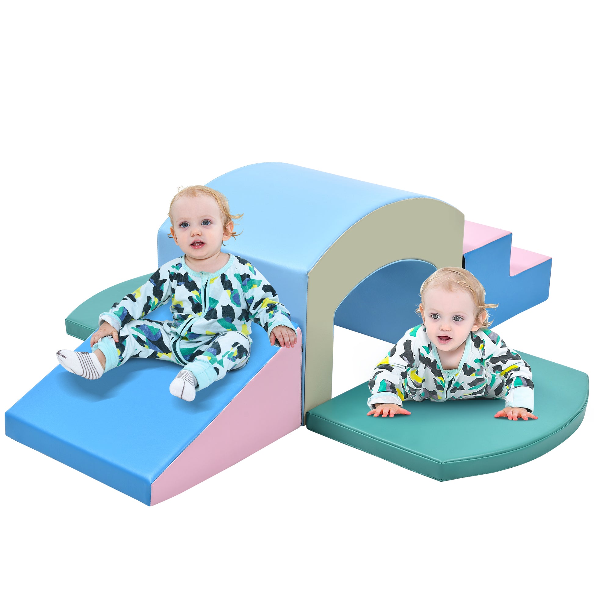 Soft Foam Playset For Toddlers, Safe Softzone Single Tunnel Foam Climber For Kids, Lightweight Indoor Active Play Structure With Slide Stairs And Ramp For Beginner Toddler Climb And Crawl Multicolor Foam