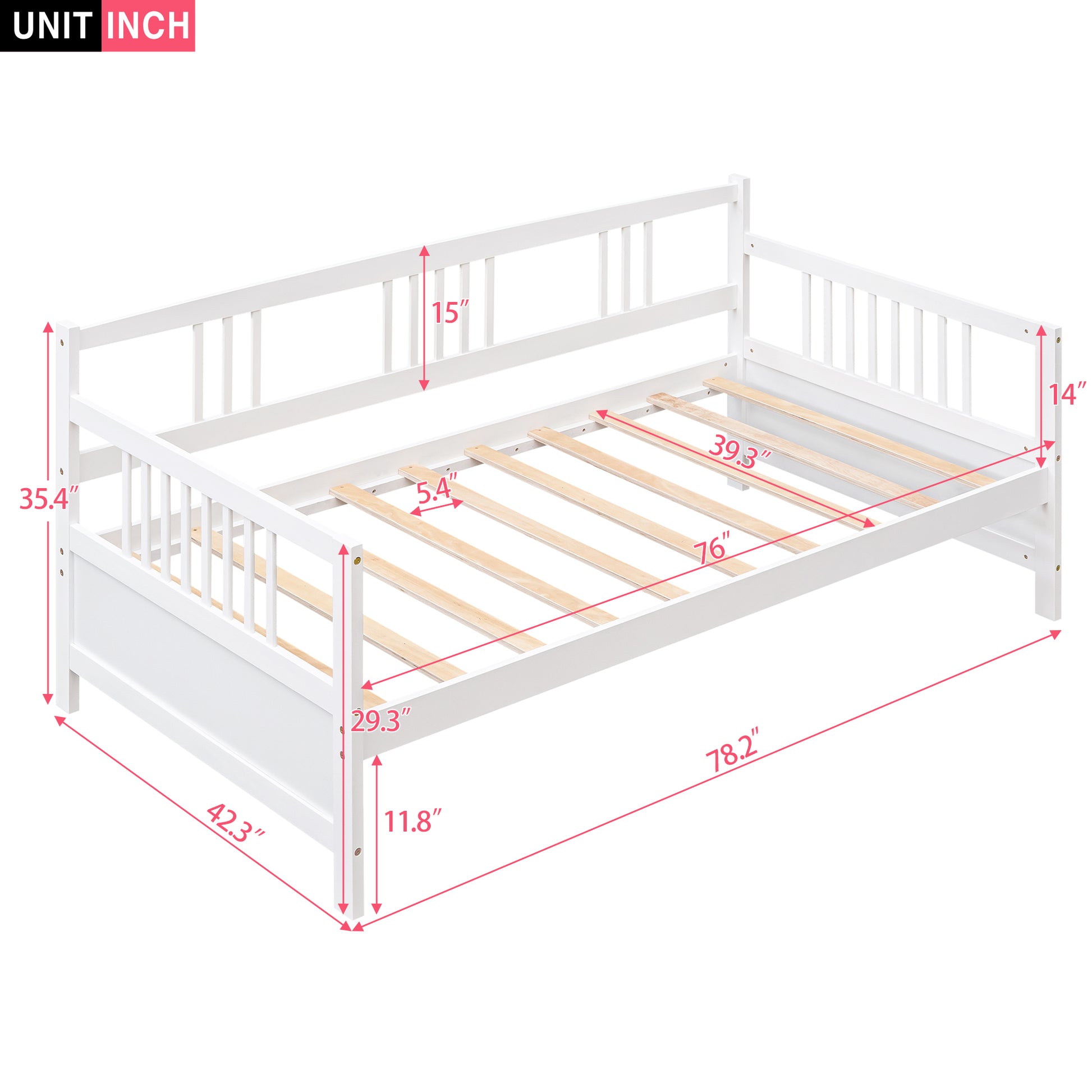 Modern Solid Wood Daybed, Multifunctional, Twin Size, White Previous Sku: Wf191899Aak White Solid Wood