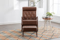 Coolmore Rocking Chair With Ottoman, Mid Century Modern Upholstered Fabric Rocking Armchair, Rocking Chair Nursery With Thick Padded Cushion, High Backrest Accent Glider Rocker Chair For Living Room Brown Pu Solid Wood