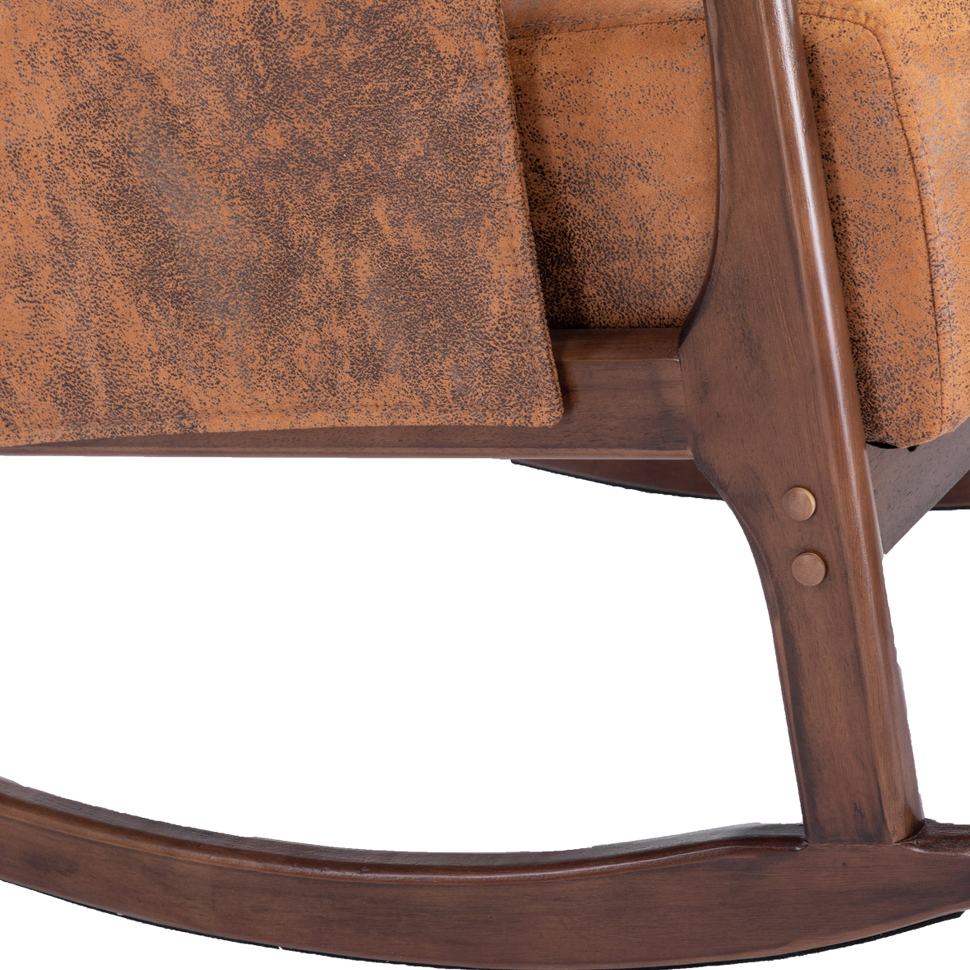 Coolmore Rocking Chair With Ottoman, Mid Century Modern Upholstered Fabric Rocking Armchair, Rocking Chair Nursery With Thick Padded Cushion, High Backrest Accent Glider Rocker Chair For Living Room Coffee Solid Wood
