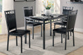 Black Finish 5Pc Dinette Set Faux Marble Top Table And 4X Side Chairs Faux Leather Upholstered Metal Frame Casual Dining Room Furniture Black Seats 4 Dining Room Rectangular Dining Table With Chair Metal