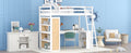 Twin Size Loft Bed With Ladder, Shelves, And Desk, White Old Sku:Lt000225Aak White Solid Wood Mdf