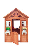 All Wooden Kids Playhouse With 2 Windows And Flowerpot Holder,42