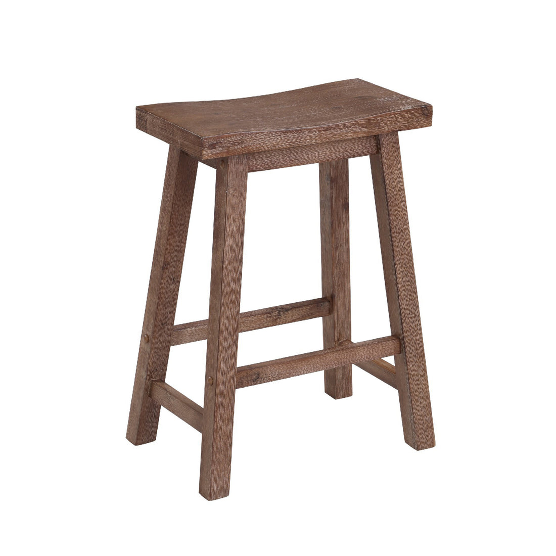 Wooden Frame Saddle Seat Counter Height Stool With Angled Legs, Brown Brown Solid Wood