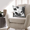 17 X 17 Inch Decorative Square Cotton Accent Throw Pillow With Classic Floral Print, Black And White White Cotton