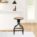 Vintage Metal Frame Swivel Counter Bar Stool With Round Seat, Brown And Black Black Metal