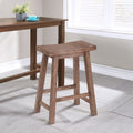 Wooden Frame Saddle Seat Counter Height Stool With Angled Legs, Brown Brown Solid Wood