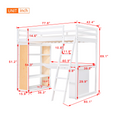 Twin Size Loft Bed With Ladder, Shelves, And Desk, White Old Sku:Lt000225Aak White Solid Wood Mdf