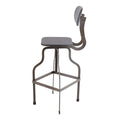 Industrial Style Wooden Swivel Bar Stool With Curved Metal Base, Gray Gray Iron