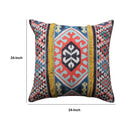 24 X 24 Square Cotton Accent Throw Pillow, Soft Kilim Print, Multicolor Multicolor Cotton