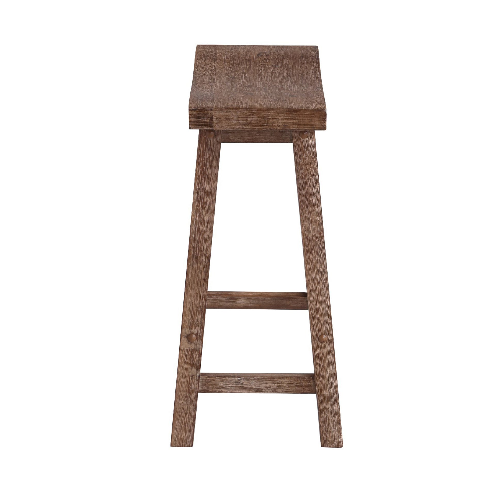 Wooden Frame Saddle Seat Counter Height Stool With Angled Legs, Brown Brown Solid Wood