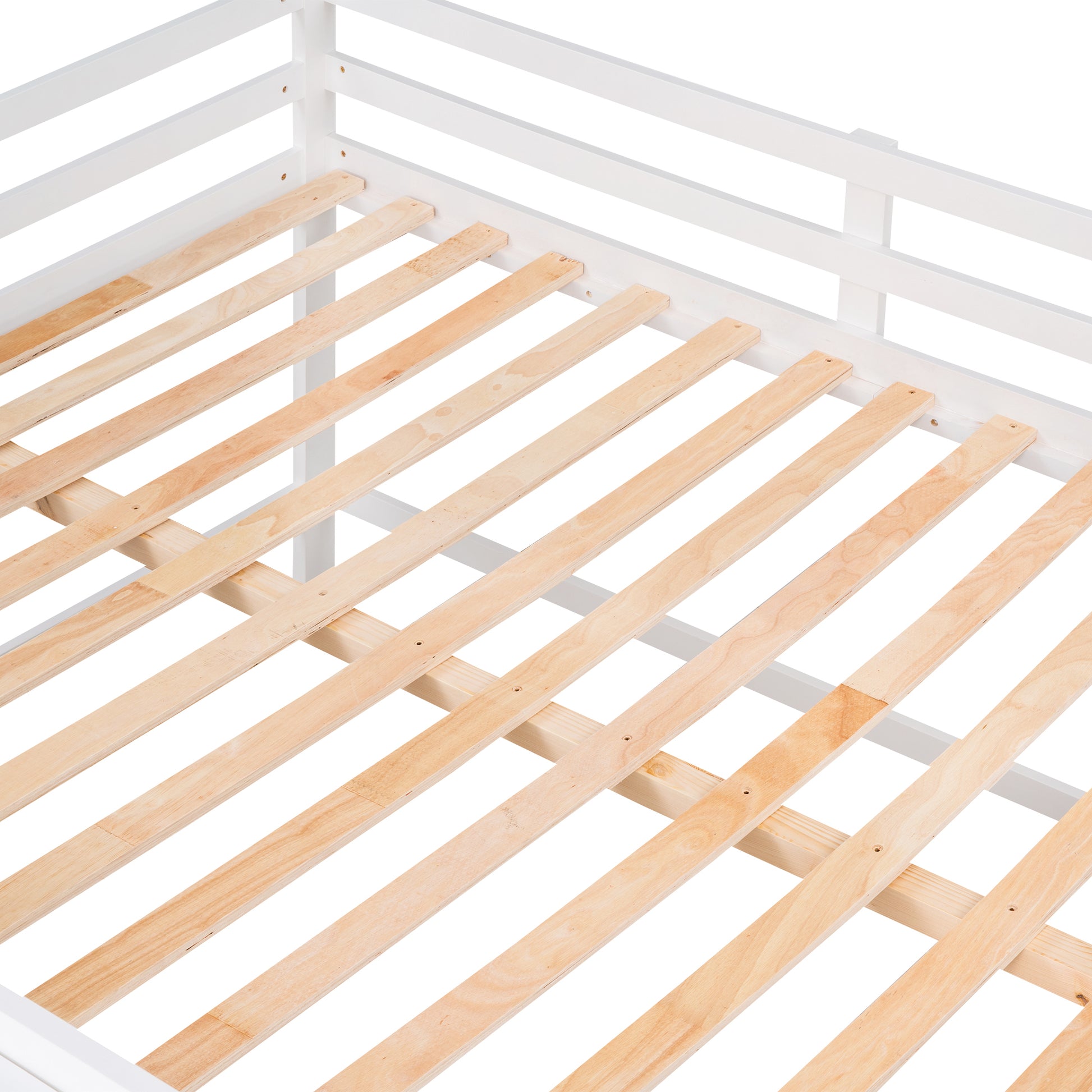 Full Size Low Loft Bed With Rolling Portable Desk, Drawers And Shelves, White Old Sku: Gx000711Aak Box Spring Not Required Full White Wood Bedroom Pine