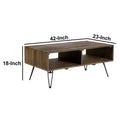 Betsy 42 Inch Reclaimed Wood Rectangle Farmhouse Coffee Table With Storage, Iron Legs, Natural Brown Brown Solid Wood
