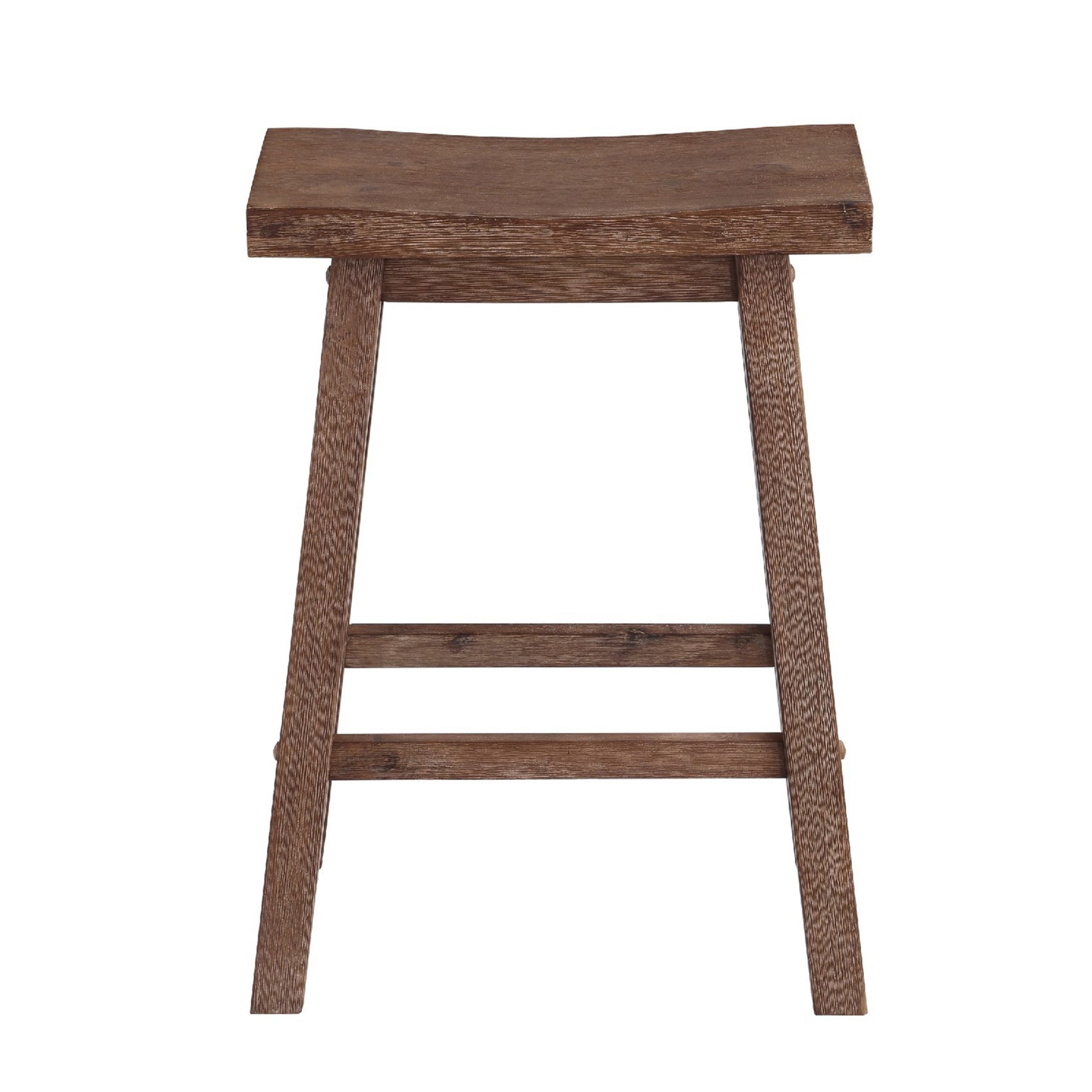 Wooden Frame Saddle Seat Counter Height Stool With Angled Legs, Brown Brown Solid Wood