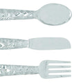 Artistic Cutlery Wall Decor In Metal, Set Of Three, Silver Silver Metal