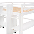 Full Size Low Loft Bed With Rolling Portable Desk, Drawers And Shelves, White Old Sku: Gx000711Aak Box Spring Not Required Full White Wood Bedroom Pine