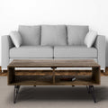 Betsy 42 Inch Reclaimed Wood Rectangle Farmhouse Coffee Table With Storage, Iron Legs, Natural Brown Brown Solid Wood