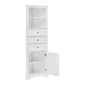 White Triangle Tall Cabinet With 3 Drawers And Adjustable Shelves For Bathroom, Kitchen Or Living Room, Mdf Board With Painted Finish White Mdf