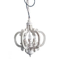 Antiqued Wood And Metal Chandelier, White White Metal