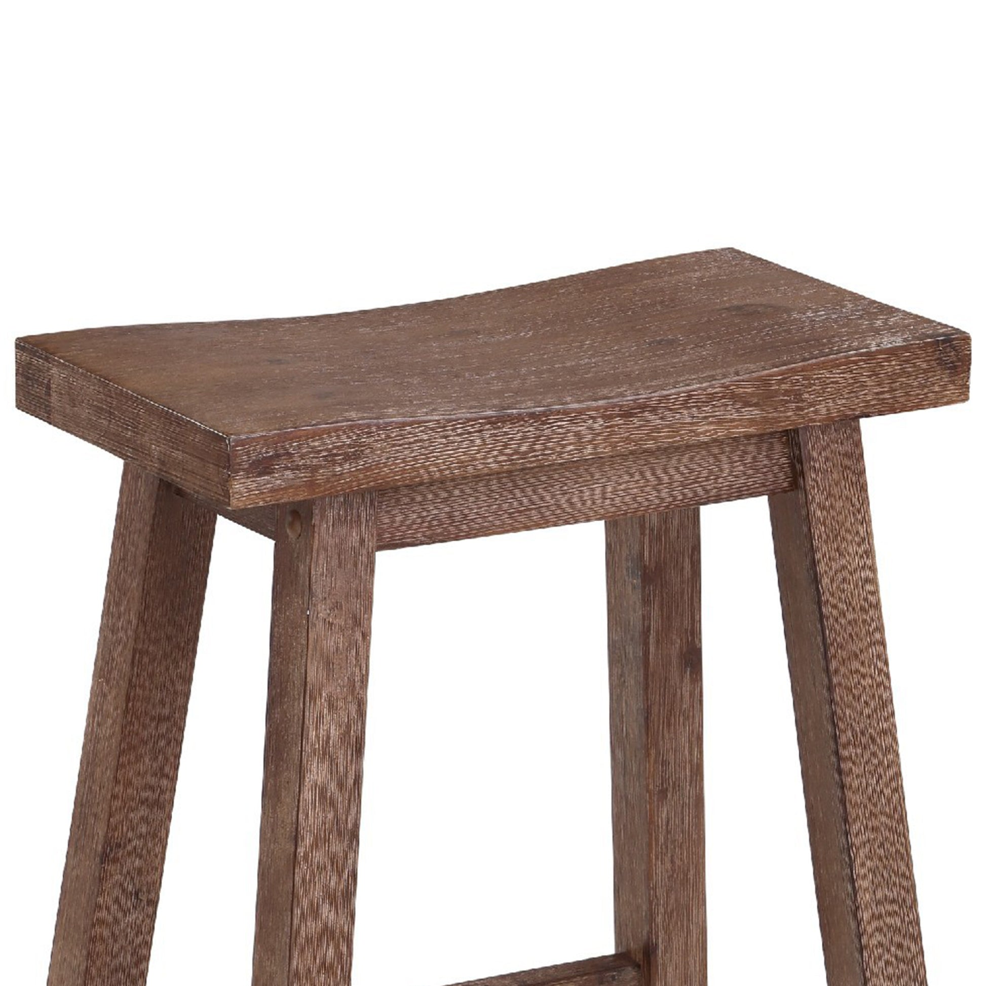 Wooden Frame Saddle Seat Counter Height Stool With Angled Legs, Brown Brown Solid Wood