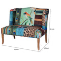 Vesta Bird Collage Print Settee, Multicolor Multicolor Solid Wood