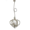 Antiqued Wood And Metal Chandelier, White White Metal