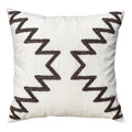 17 X 17 Inch 2 Piece Square Cotton Accent Throw Pillow Set With Modern Geometric Aztec Design Embroidery, White, Gray White Cotton