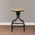 Vintage Metal Frame Swivel Counter Bar Stool With Round Seat, Brown And Black Black Metal