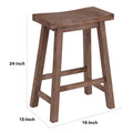 Wooden Frame Saddle Seat Counter Height Stool With Angled Legs, Brown Brown Solid Wood