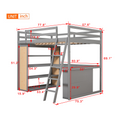 Full Size Loft Bed With Ladder, Shelves, And Desk, Gray Old Sku:Lt100226Aae Gray Solid Wood Mdf