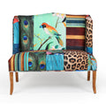 Vesta Bird Collage Print Settee, Multicolor Multicolor Solid Wood