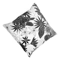 17 X 17 Inch Decorative Square Cotton Accent Throw Pillow With Classic Floral Print, Black And White White Cotton