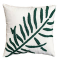 17 X 17 Inch 2 Piece Square Cotton Accent Throw Pillow Set, Leaf Embroidery, White, Green, Yellow White Cotton