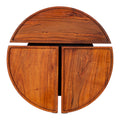 18 Inch Round Acacia Wood Side Accent End Table With 3 Tabletop Sections, Warm Brown Brown Solid Wood