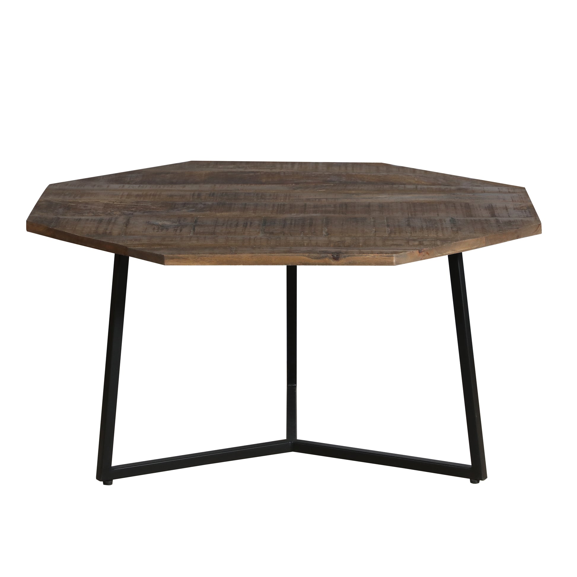 35, 28 Inch 2 Piece Nesting Coffee Table Set, Octagon Top, Mango Wood, Brown And Black Brown Solid Wood