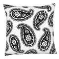 20 X 20 Square Accent Throw Pillow, Paisley Print, With Filler, Black, White White Cotton