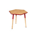 Paige 18 Inch Hexagon Illusion Wood Side Table, Brown, Red Brown Solid Wood