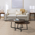 35, 28 Inch 2 Piece Nesting Coffee Table Set, Octagon Top, Mango Wood, Brown And Black Brown Solid Wood