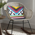 24 X 24 Square Cotton Accent Throw Pillow, Geometric Aztec Tribal Pattern, Multicolor Multicolor Cotton