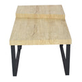 Rectangular Wooden Coffee Table With Metal Frame, Oak Brown And Black Brown Solid Wood