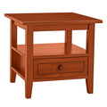 20 Inch Handcrafted Rubberwood Side End Table, 1 Shelf, Rectangular, Honey Brown Brown Solid Wood