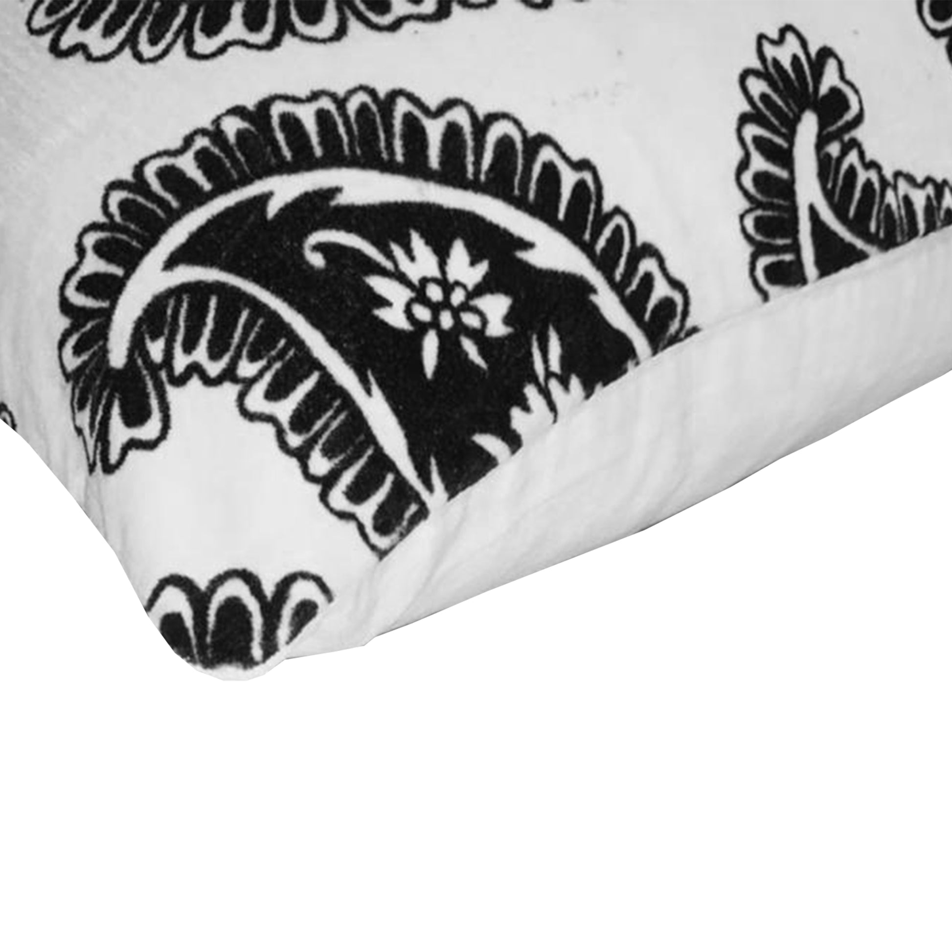 20 X 20 Square Accent Throw Pillow, Paisley Print, With Filler, Black, White White Cotton